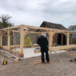 Oak Framed Garage - during construction